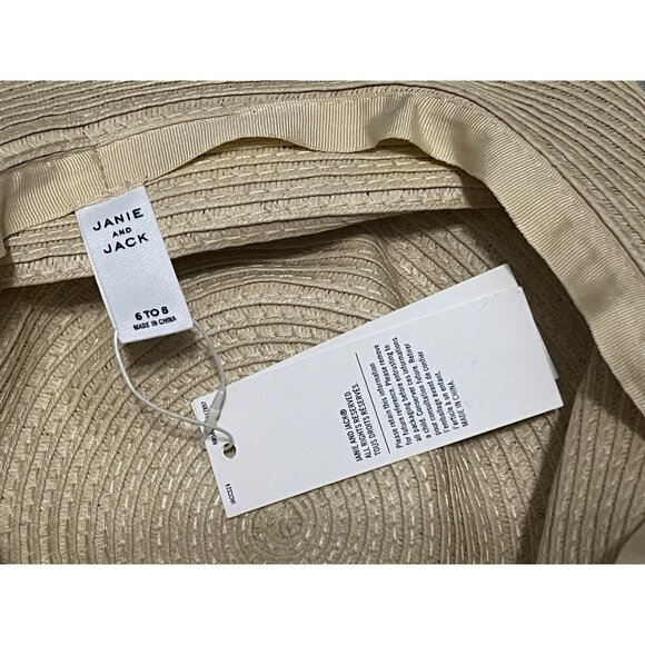 Janie & Jack Floral Summer Straw Hat Sz 6-8 Girls Wide Rim - Picture 3 of 7